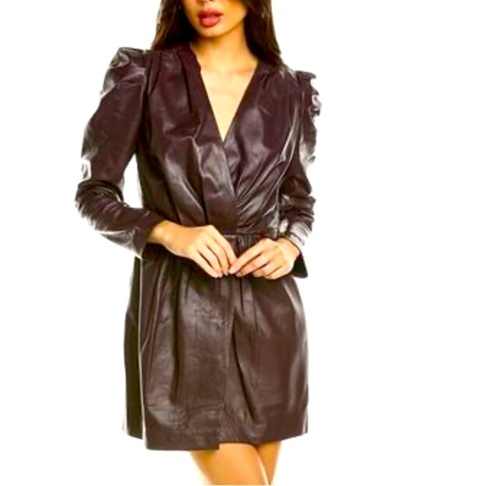 LAMARQUE earline pleated leather dress